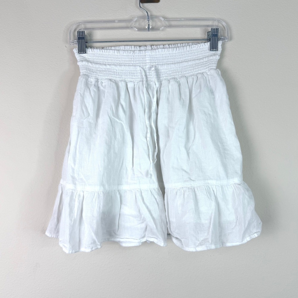 Old Navy Skirt Womens Small White Mini Tiered Ruffle Cotton Smocked Waist Casual